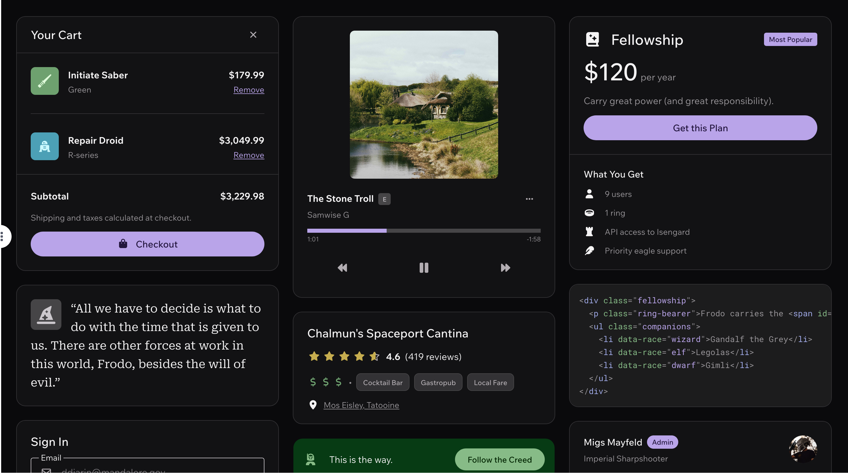 Matter theme preview (dark)